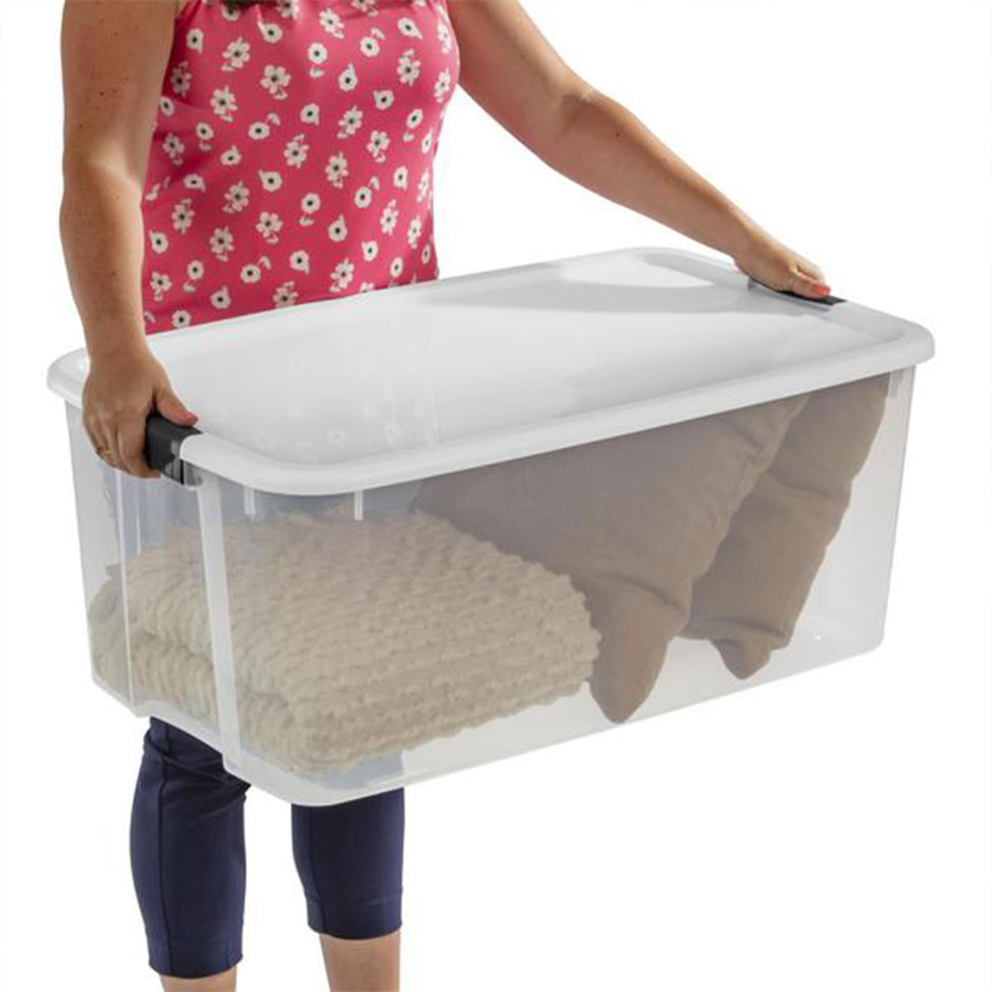 Sterilite 4-Pack Ultra Latching Box, Storage Bins with Lids, Clear Plastic, 116 Quart - Heavy-Duty