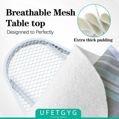 Ironing Board,Full Metal Construction| Height Adjustable, 43" X 13" W/with Iron Rest Heat & Scorch Resistant Fabric, Anti-Skid Feet, Heavy Duty| Easy to Fold