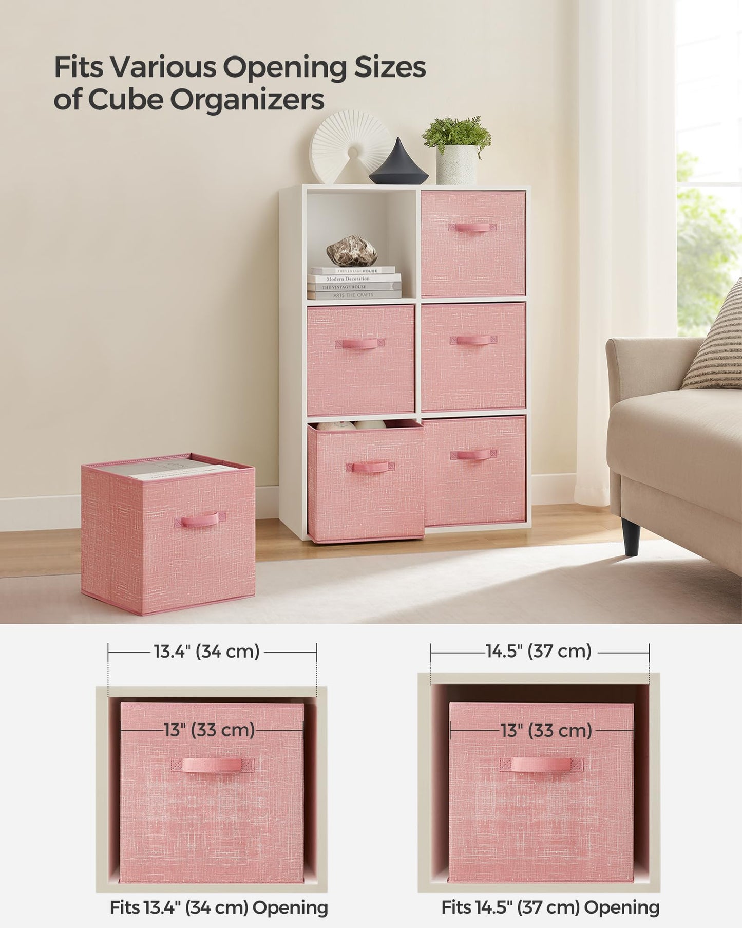 SONGMICS Storage Cubes, Set of 6, 13-Inch Foldable Closet Organizers