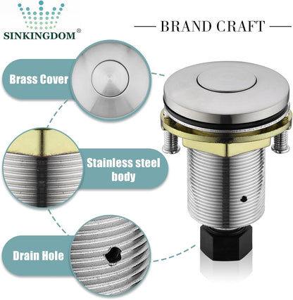 Garbage Disposal SinkTop Air Switch Kit with Stainless Steel Button,Brushed Nickel