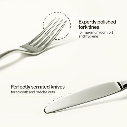 Luciella Tropea Flatware Set for 12, 65-Piece Premium 18/10 Stainless Steel Silverware Set with Serving Utensils, Modern Mirror Finish, Rust Resistant, Dishwasher Safe