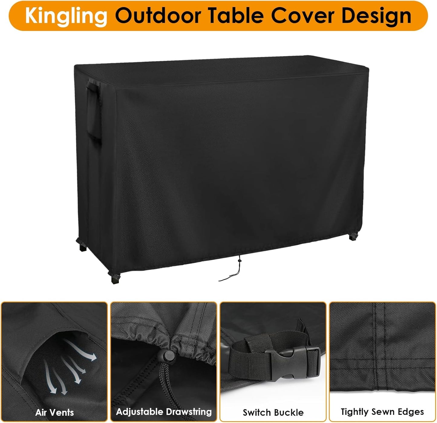 Kingling Outdoor Prep Table Covers, Waterproof Stainless Steel Table Cover Metal Table Cover Protection for Patio Kitchen Prep/Work Table - 72''L x 24''W x 55''H