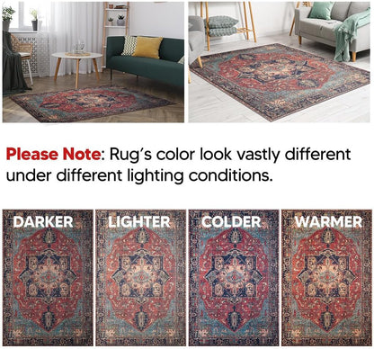 Keen Home Design 3x5 Rug - Machine Washable Entry Rug with Non-Slip Backing, Ideal for Enteryway, Kitchen, Bathroom, Laundry Room - Vintage, Easy Clean, Durable, Low Pile Rug - (3' x 5')