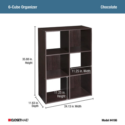 ClosetMaid Cubeicals 6 Cube Storage Shelf Organizer Bookshelf, Stackable, Vertical or Horizontal