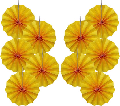 Yellow Birthday Decorations,DIY Yellow Paper Fans Hanging Decoration ,Party Supplies Party Fans 8in, Wedding Graduation Events Accessories 30 Color DIY Set （Yellow）