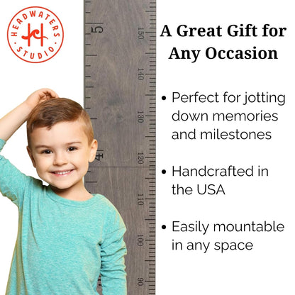 Growth Chart for Wall - Height Chart for Kids, Growth Chart for Kids, Measuring Board for Kids Height, Wooden Growth Chart for Wall, Height Measurement for Wall - Gray (63"x6.7")