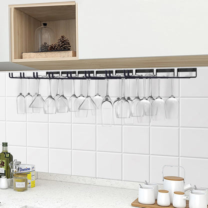 11.8 Inch Wine Glass Rack,Set of 4 Stemware Wine Glass Hanging Rack, Metal Wine Glass Holder Under Cabinet Organization and Storage for Kitchen Bar Decor