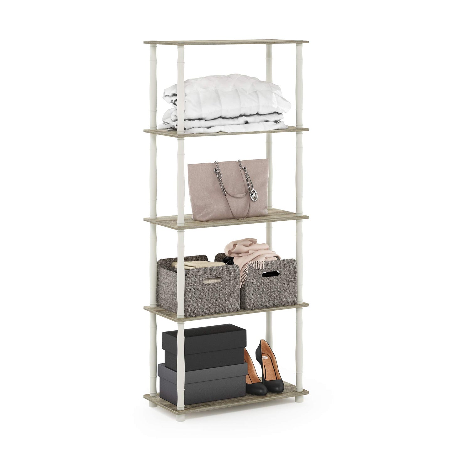 Furinno Turn-N-Tube 5-Tier Multipurpose Shelf / Display Rack / Storage Shelf / Bookshelf, Classic