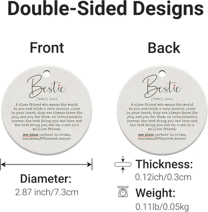 Friendship Gifts for Women, Best Friend, Funny, Work Besties, Sister, Friend Ornaments for Women, Ceramic Christmas Ornaments (Besties 2)