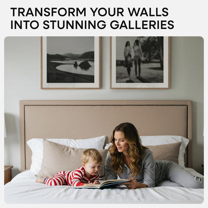 Homeforia 24x24 Wood Picture Frame, High End Natural Oak 24 x 24 Square Light Wooden Poster Frame with Mat 20 by 20 Photo, 24by24 Large Frames Matted to 20x20 Print, Tempered Glass, Wall Kit, Set of 1