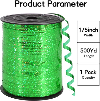 BEISHIDA 500 Yards Green Crimped Curling Ribbon Balloon String, Shiny Metallic Ribbon Roll for Gift Wrapping for Birthday Party Festival Art Craft Decor Florist Flowers Decoration