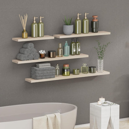 SAUMONIERES Floating Shelves 8 Inch Deep Solid Wood Wide Wall Shelf Set of 2 Wall Mounted for Bedroom Bathroom Living Room Kitchen, 36 Inch Natural