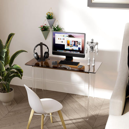 Acrylic Desk, Modern Study Table for Home Office - Extended Surface Multi-Purpose Console & Entryway Table, Sturdy Lightweight Design (42.5-inch, Yellowtea)