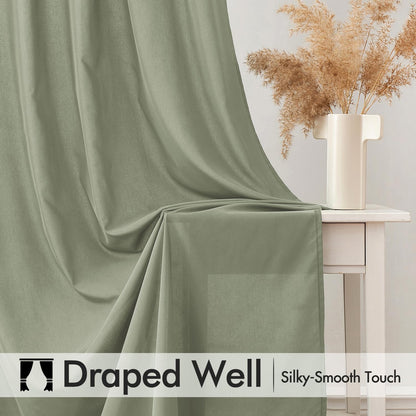 MIULEE Sage Green Privacy Sheer Curtains That Let Light in 63 Inches Long Non-See-Through Semi Sheer Curtain Light Filtering Window Curtains Drapes for Living Room Bedroom 2 Panels Set 42 X 63