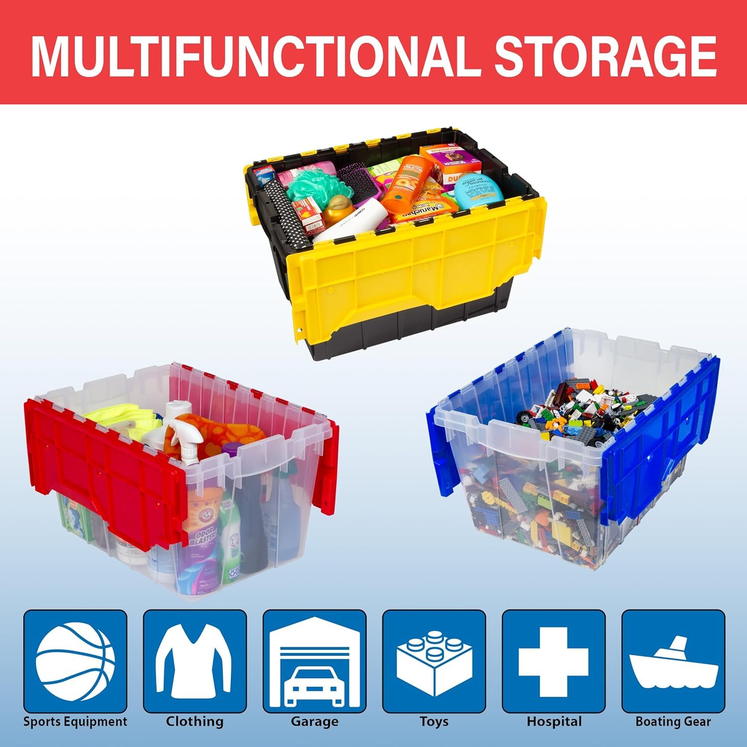 Akro-Mils KeepBox 12 Gallon Storage Container, Nesting and Stackable Plastic Storage Box with Lid