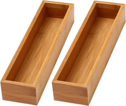 YBM Home Bamboo Drawer Organizer Storage Box for Kitchen Drawer, Junk Drawer, Office, Bedroom