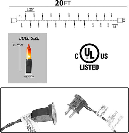 Dazzle Bright Purple and Orange Halloween Mini Lights, 20FT 100 Count Waterproof Incandescent Lights Plug in, Connectable Halloween Decorations for Indoor Outdoor Party Yard Decor