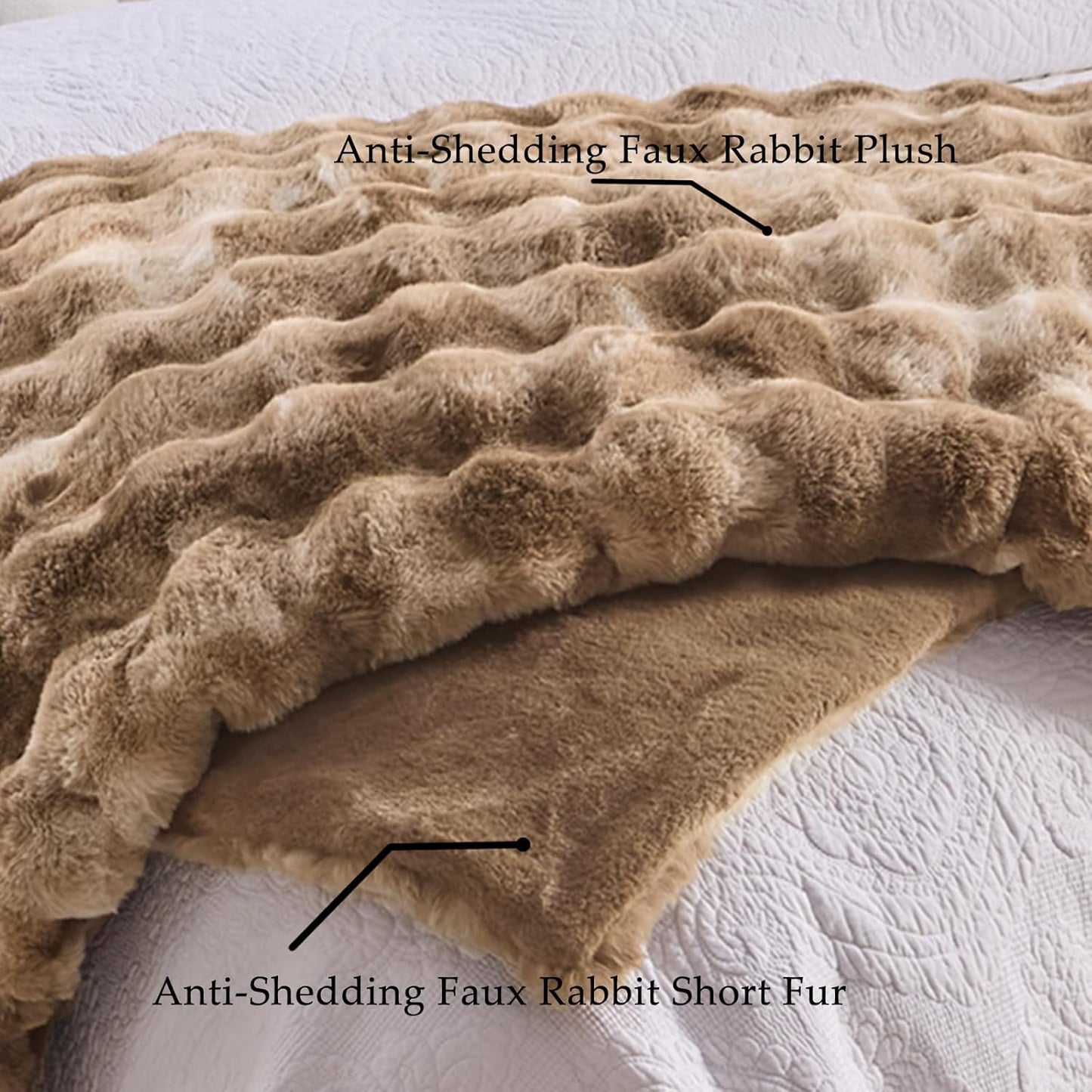 BENVWE Fluffy Faux Fur Throw Blanket for Couch - Soft, Plush, Thick, Cozy, Fuzzy Luxury Minky Bubble Blanket for Home Living Room Decor, Gifts for Women, Tie-dye Brown, 51" x 63", 1100GSM