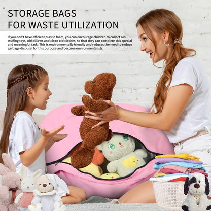 Bean Bag Chair for Adults 8FT,Soft Removable Cover for Teens/Girls Bedroom,Fluffy Giant Round Floor Beanbag Lounger Chairs (No Filler,Pink)