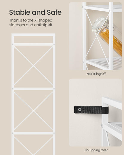 SONGMICS 5-Tier Metal Storage Rack, Shelving Unit with X Side Frames