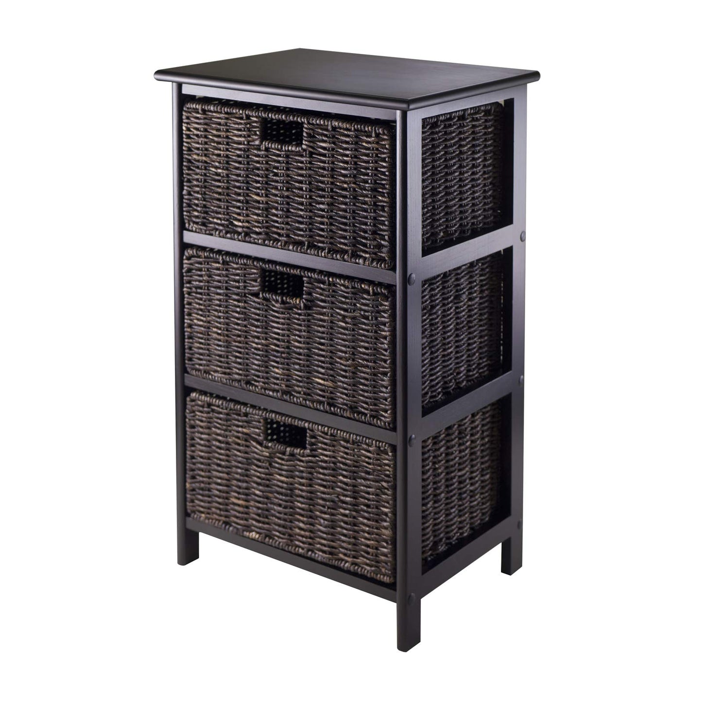 Winsome Omaha Home Storage Rack with 3 Baskets, Stackable Storage Bins for Home Organizing