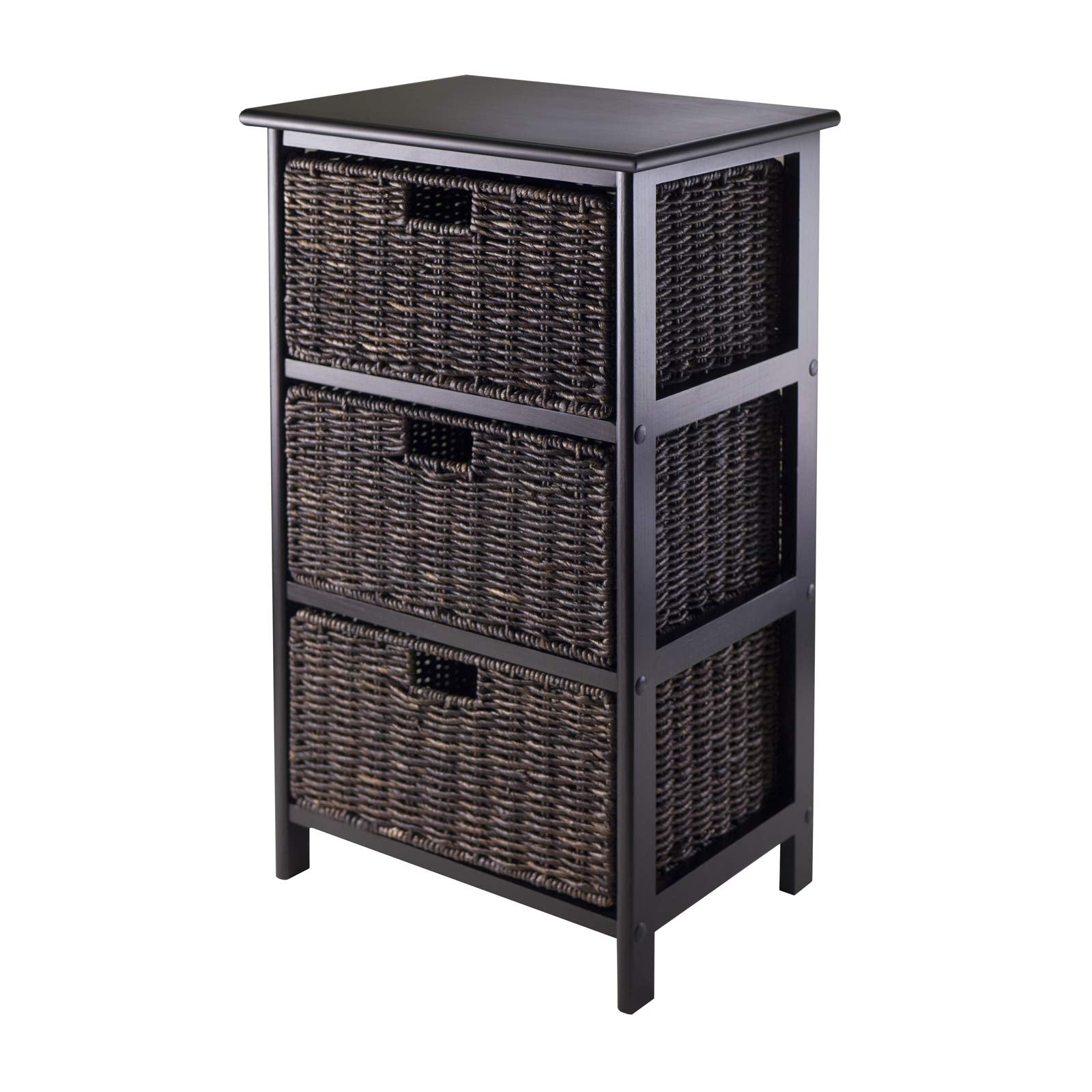 Winsome Omaha Home Storage Rack with 3 Baskets, Stackable Storage Bins for Home Organizing