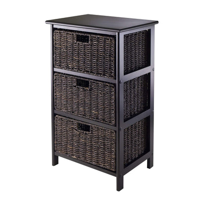 Winsome Omaha Home Storage Rack with 3 Baskets, Stackable Storage Bins for Home Organizing