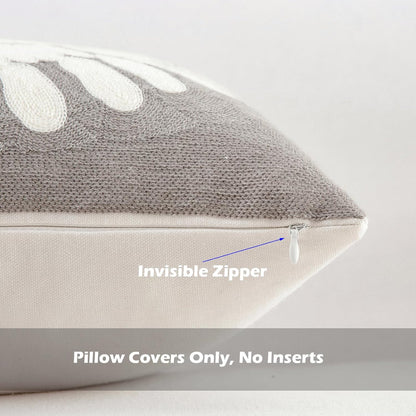HWY 50 Grey Gray Decorative Throw Pillow Covers 18x18 Inch (1 Piece), Modern Embroidered Cotton Farmhouse Cushion Cover Pillow Case for Couch Living Room Bed Sofa, Sunflower