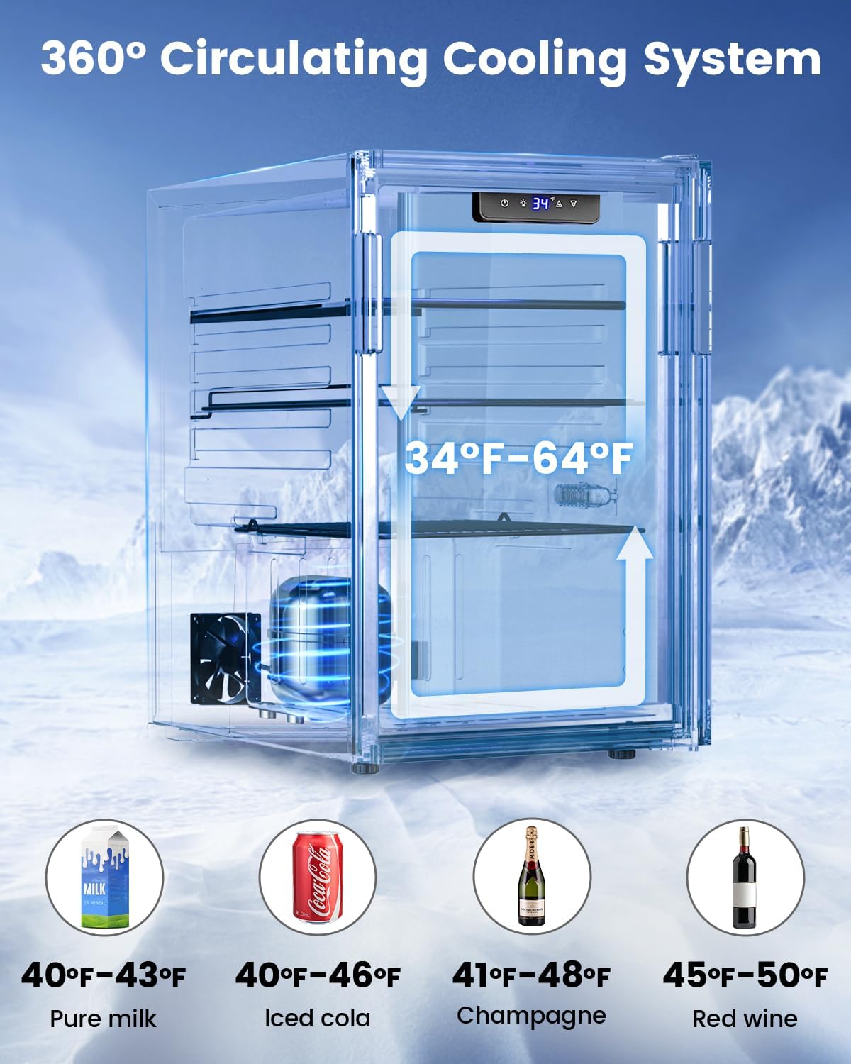 Wine Cooler Refrigerator - 26 Bottle 126 Can Mini Wine Fridge with Glass Door for Beer Soda Water Drink, Small Wine Cellar Beverage Refrigerator for Bedroom Office Home Bar Dorm, 3.2 Cu.Ft