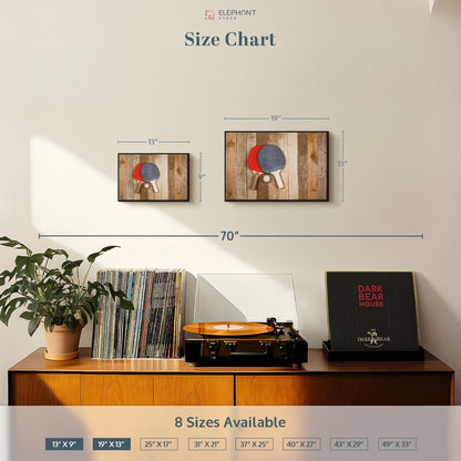 ElephantStock Ping Pong Wall Art - Horizontal Framed Canvas - 1-Piece Living Room Wall Decor - Photography Canvas Print - Brown and Red Decor for Wall - 19" X 13"
