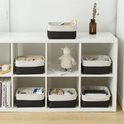 TheWarmHome Storage Bins for Shelves - 12x8x5.2 inch 1 Pack Storage Baskets for Gifts Empty for Closet Organizing Dog Gift Cloth Toy Cubes Box (White & Black)