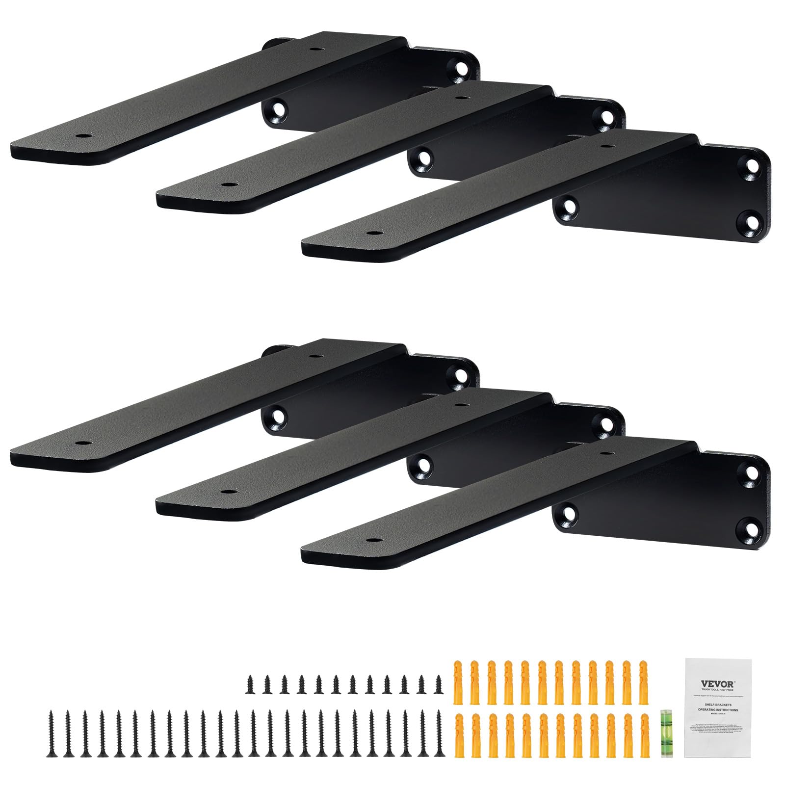 VEVOR Floating Shelf Brackets 6 Inch, 6 Pack Heavy Duty Shelf Brackets, Brackets for Shelves, 1/5"
