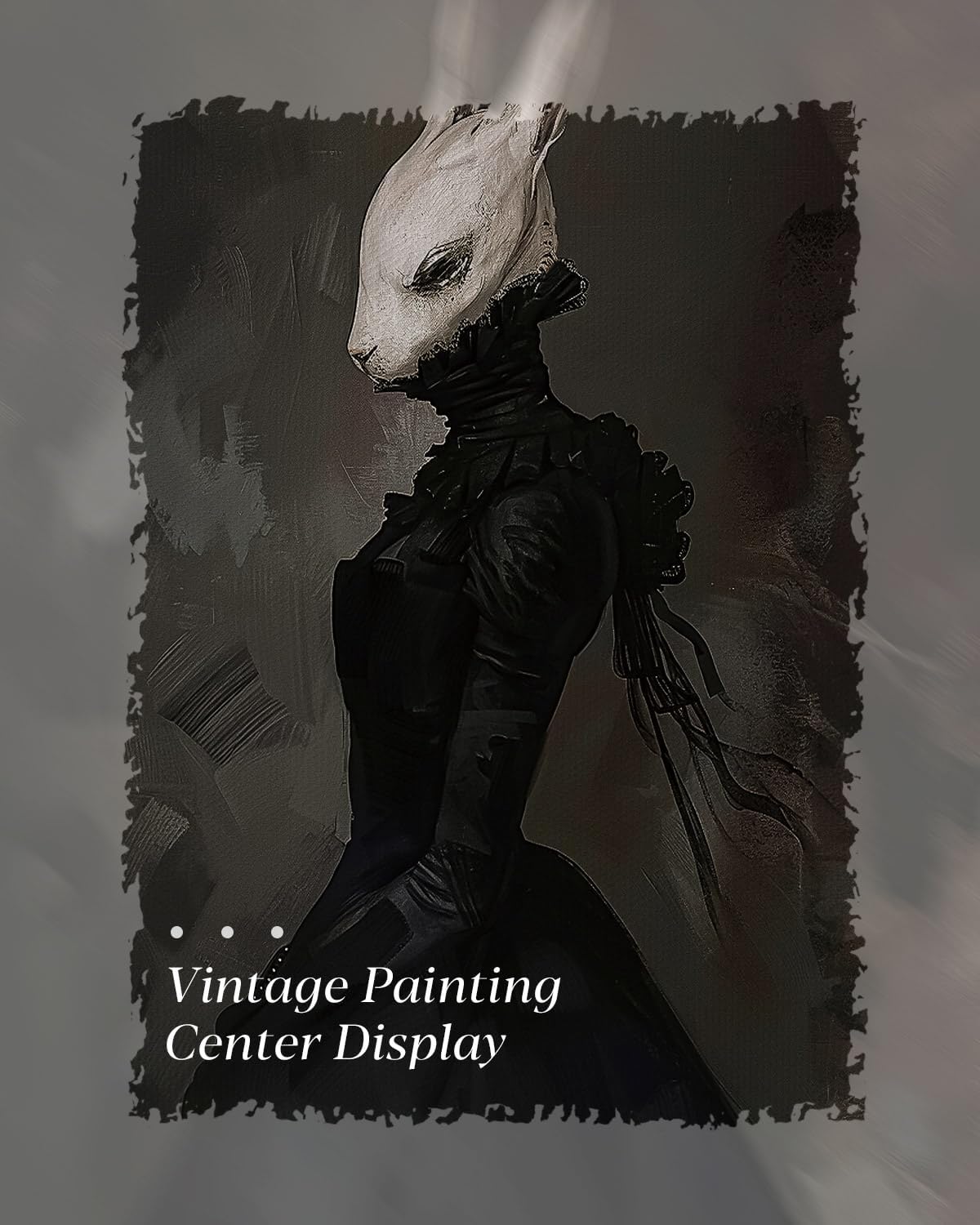 HUARCEY Gold Framed Vintage Wall Art Canvas Prints Gothic Room Decor Vintage Rabbit Lady Wall Decor, Aesthetic Dark Academia Halloween Pictures Oil Painting Goth Decorations 8x10in