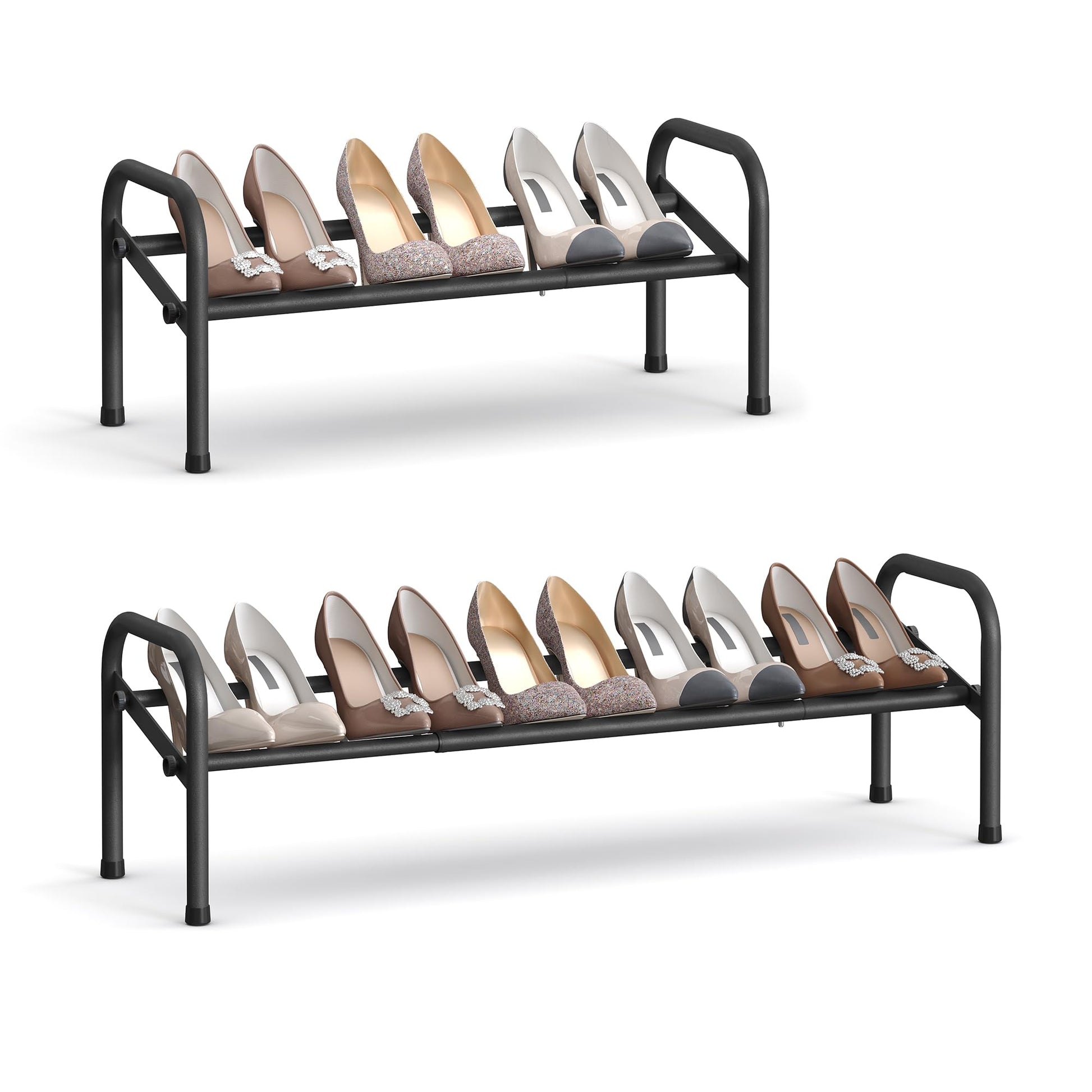 SONGMICS Expandable Shoe Rack, 1 Tier Shoe Rack Shelf, Adjustable Shoe Organizer Storage for 10
