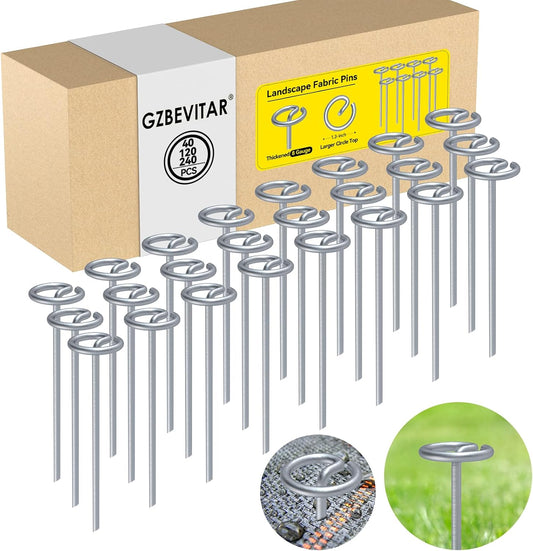 Landscape Fabric Pins, Thickened 8 Gauge Circle Top Landscape Pins-120 Pcs, Not Easy to Bend 6 inch