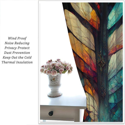 Stained Glass Curtains,Vintage Magical Colorful Abstract Art Home Decor Drapes for Bedroom Living Room Kitchen Window Treatment 2 Panels Set Total Size 42" W X 63" L Inch