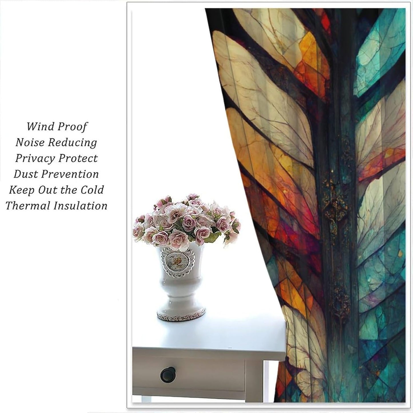 Stained Glass Curtains,Vintage Magical Colorful Abstract Art Home Decor Drapes for Bedroom Living Room Kitchen Window Treatment 2 Panels Set Total Size 84" W X 84" L Inch