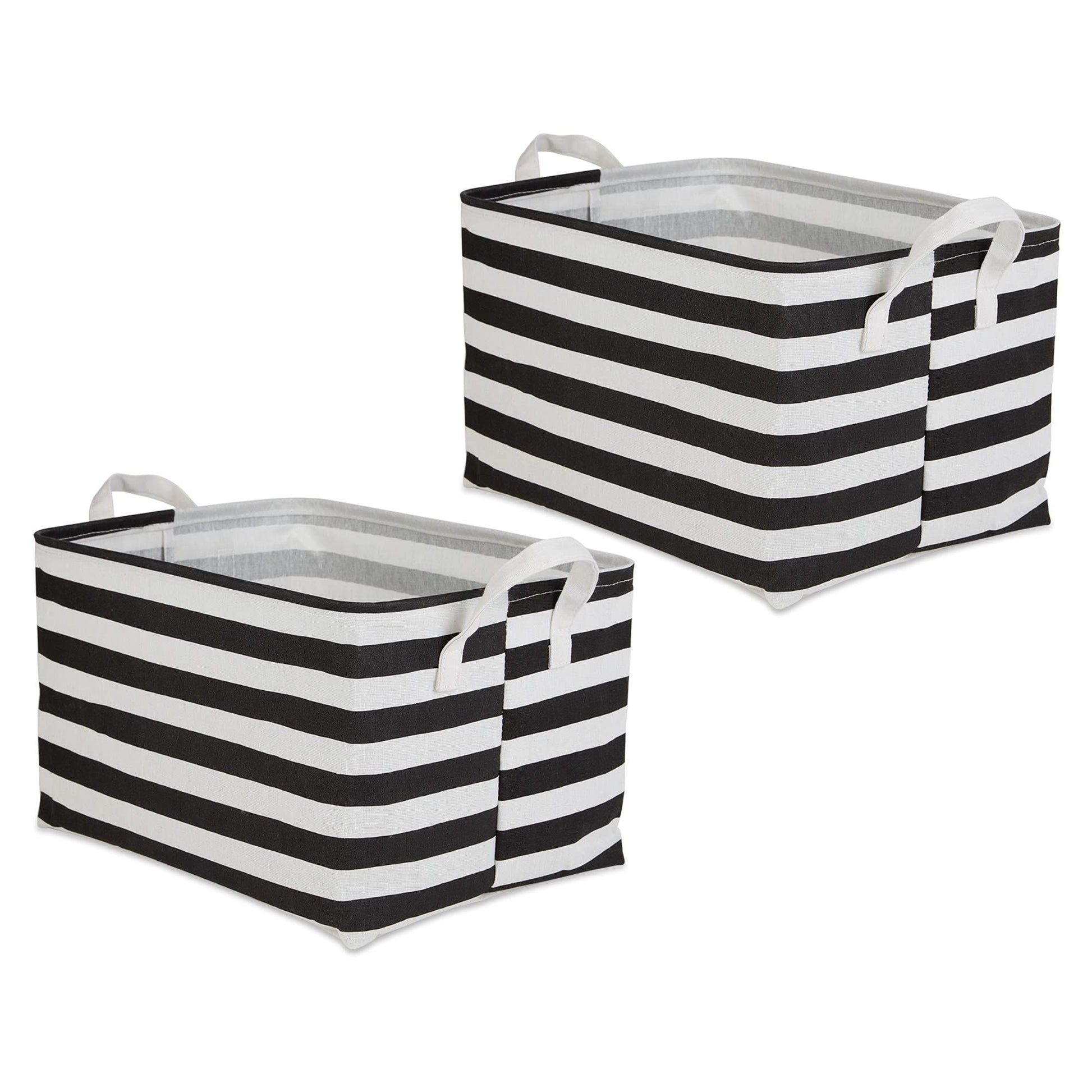 DII Laundry Storage Collection, PE Coated Collapsible Bin with Handles, Black Stripe, Extra-Large