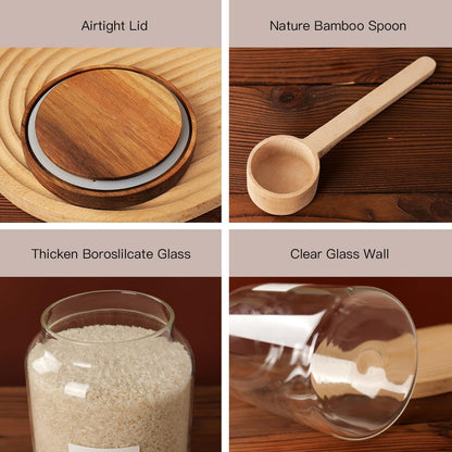 2 PCS Large Glass Jar with Airtight Lid, Glass Food Storage Jars for Tea,Spice,Cereal, Egg,Flour,Coffee and More(1 gallon/4000 ml)