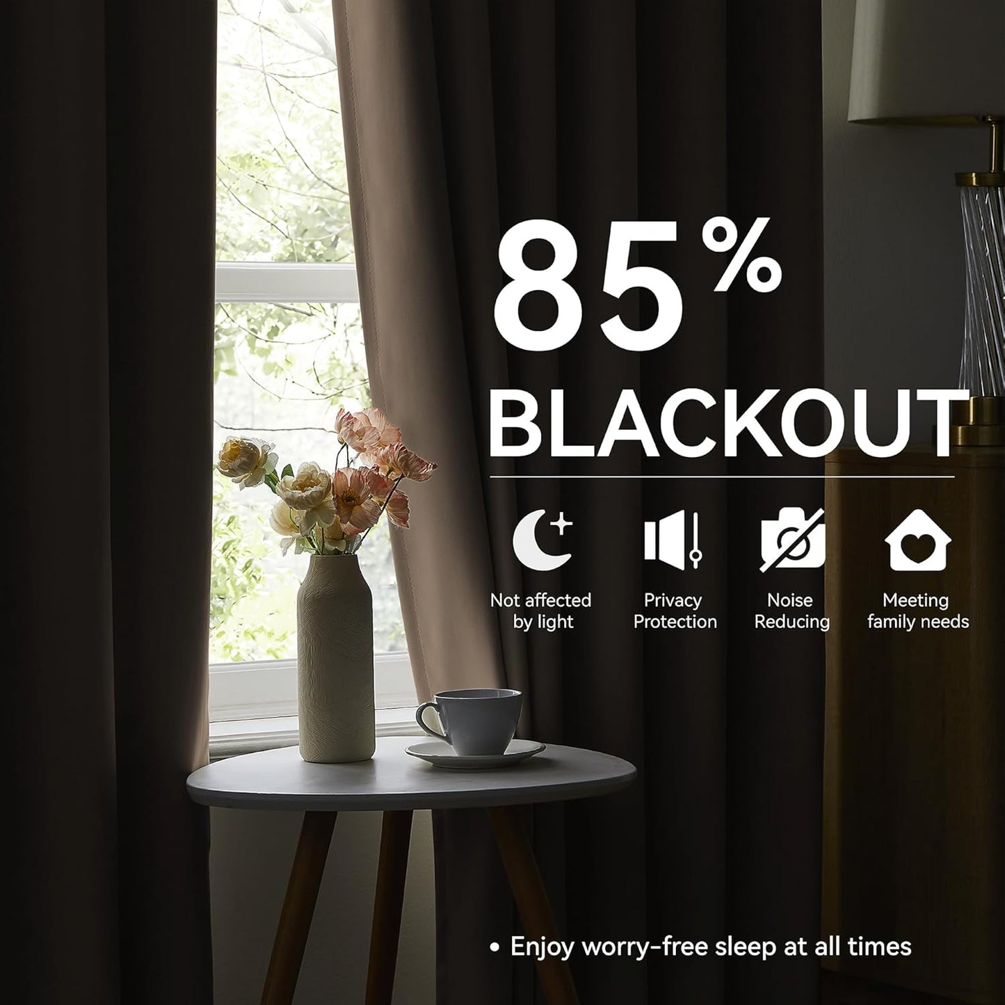 KangBang Khaki Curtains 102 Inches Long for Living Room-Pinch Pleated Blackout Solid Thermal Insulated Window Treatment Room Darkening Drapes for Apartment Hotel with Hooks(40”Wx102”L, Taupe,2 Panels)