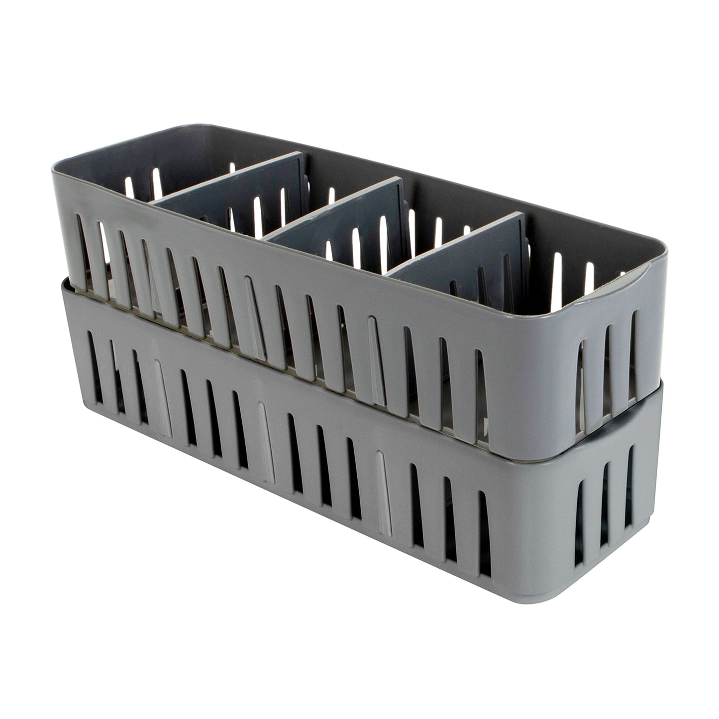 Simplify 2 Pack 4 Compartment Stackable Bin with Adjustable Dividers | Drawer Organizer | Storage