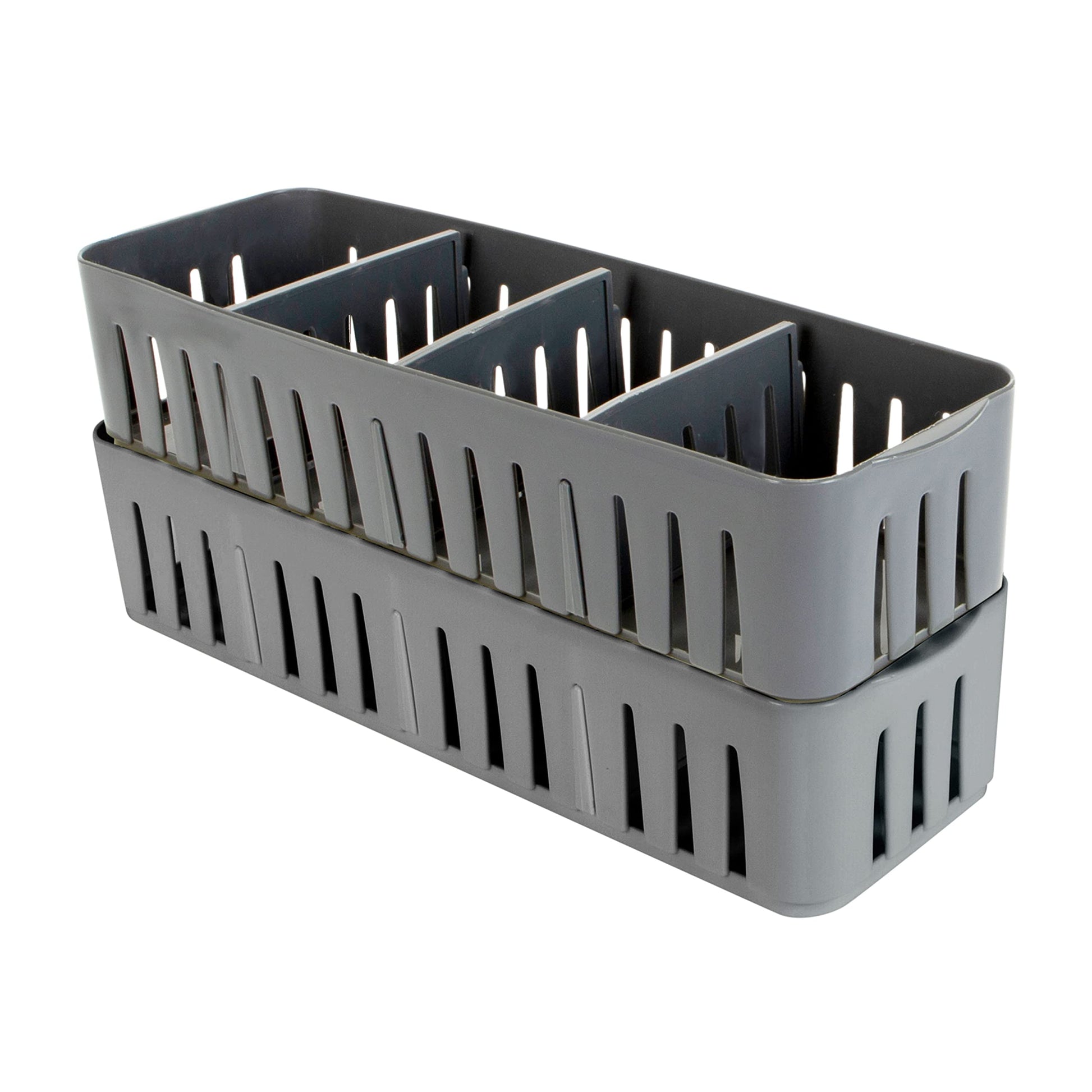 Simplify 2 Pack 4 Compartment Stackable Bin with Adjustable Dividers | Drawer Organizer | Storage