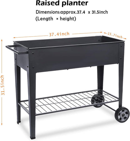 Raised Planter Box with Legs Outdoor Elevated Garden Bed On Wheels for Vegetables Flower Herb Patio