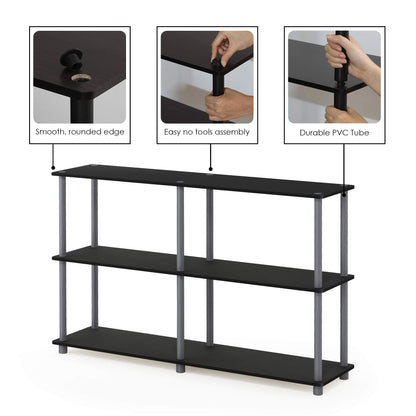 Furinno Turn-N-Tube Storage Shelves, 3-Tier 47.4 Wide Book Shelf, Corner Shelf, Toolless Open