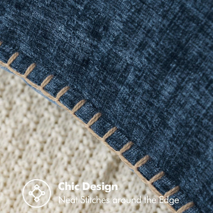 MIULEE Pack of 2 Couch Throw Pillow Covers 20x20 Inch Coastal Navy Blue Farmhouse Decorative Pillow Covers with Stitched Edge Soft Chenille Solid Dyed Spring Pillow Covers for Sofa Bed Living Room