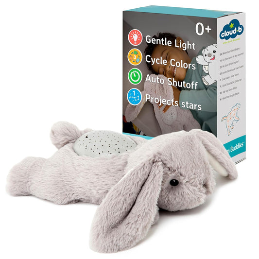 Cloud B Dream Buddies Benny The Bunny - The Soothing Mini Baby Night Light Kids Love | Star Projector Sleep Aid with Gentle Lights and Auto Shut Off | Newborn Essentials Baby Toys