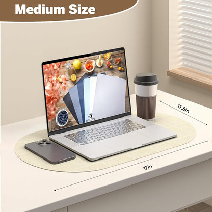 DOLOPL Placemats Set of 6, Oval Reversible Wipeable & Heat Resistant Place Mats, Modern Faux Leather Table Mats for Kitchen, Neutral Tablemats for Dining Table Decor, Wedding, Party(Beige)