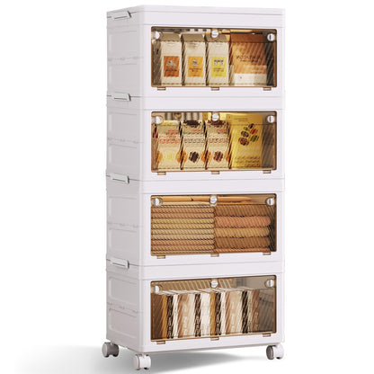 QudraKast 4-Tier Stackable Plastic Storage Bins - 37QT Stackable Storage Bins - Closet Organization