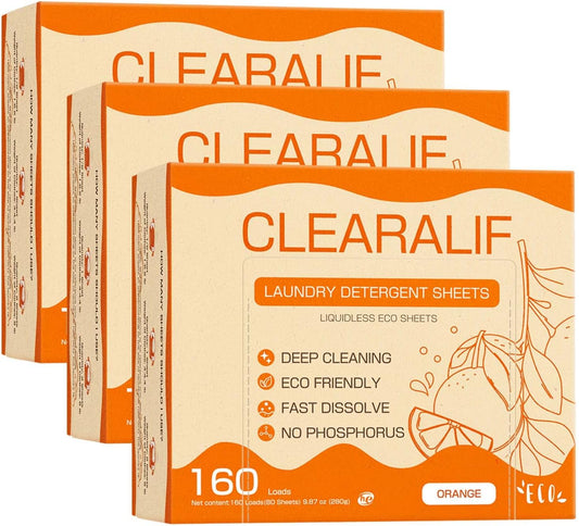 Laundry Detergent Sheets (480 Loads), Orange,Great For Travel,Apartments, Dorms,CLEARALIF Laundry