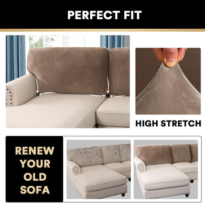 PrinceDeco Sectional Couch Covers Velvet Cushion Covers for Sectional Couch Cushion Covers for Sectional Sofa Separate Sectional Sofa Slipcovers Washable(1 Chaise Back+ 2 Sofa Back,Taupe)